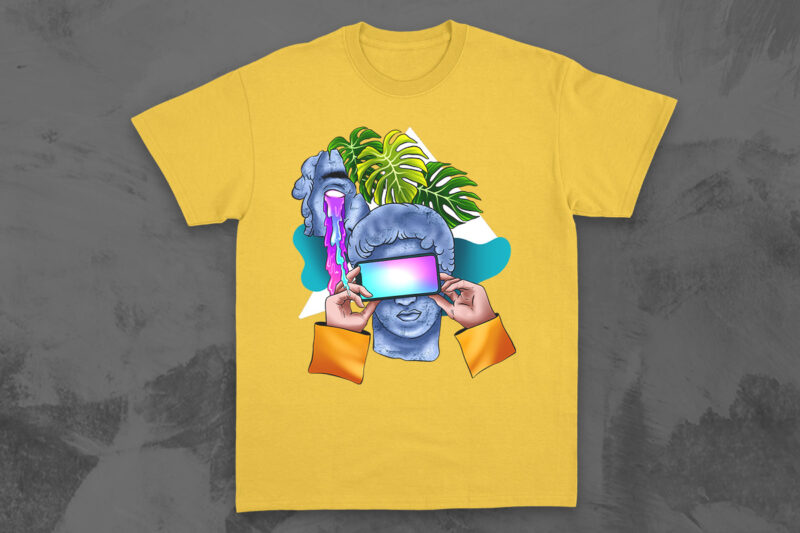 Retrofuturism Surreal T-shirt Designs Bundle, Retro Futuristic Greek Statue Graphic T shirt