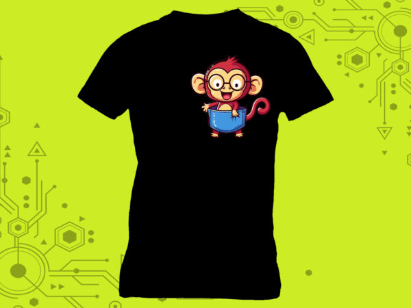 Monkey illustrations in clipart meticulously crafted for print on demand websites t shirt designs for sale