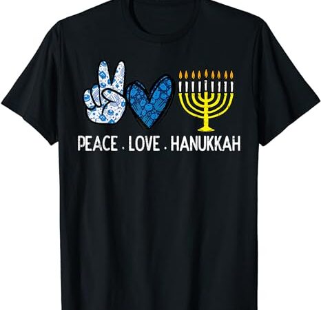 Peace love hanukkah retro chanukah jewish men women kids t-shirt