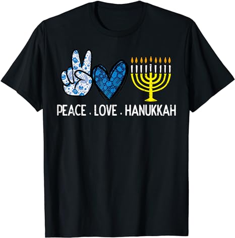 Peace Love Hanukkah Retro Chanukah Jewish Men Women Kids T-Shirt