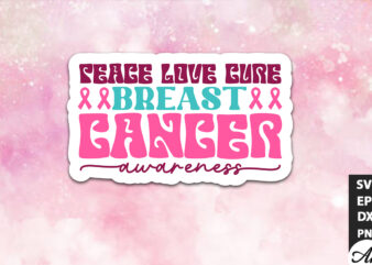 Peace love cure breast cancer awareness Retro Stickers