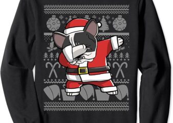 Pied French Bulldog Dabbing Dab Ugly Christmas Sweatshirt