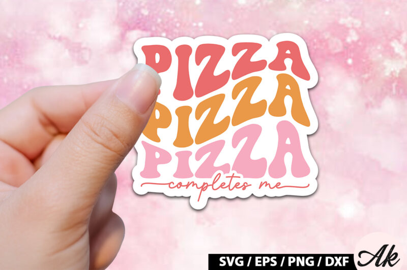 Pizza completes me Retro Stickers