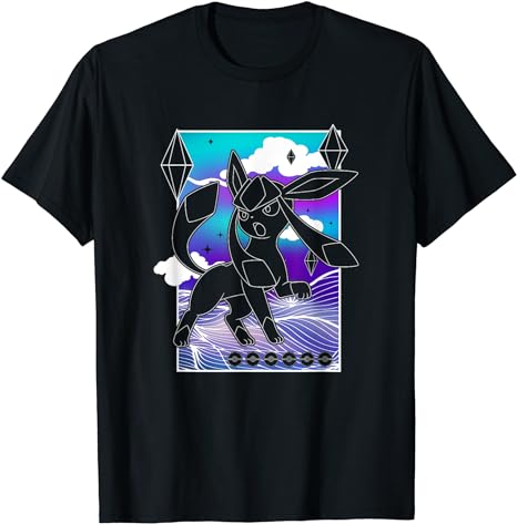 Pokémon Glaceon Northern Lights Line Art Winter Portrait T-Shirt