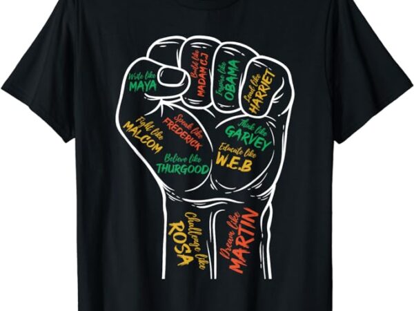 Power fist hand shirt inspiring black leaders black history t-shirt