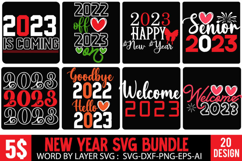 New Year 2024 T-Shirt Design Mega Bundle,New Year T-Shirt Design, New Year 2024 SVG Bundle | Happy New Year 2024 | New Year Sublimation