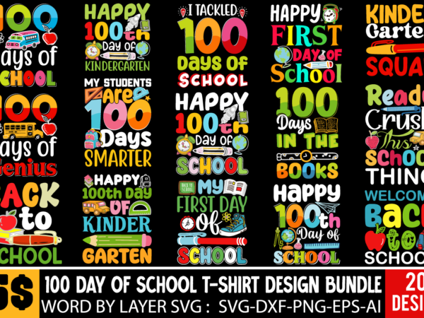 100th day of school t-shirt design bundle