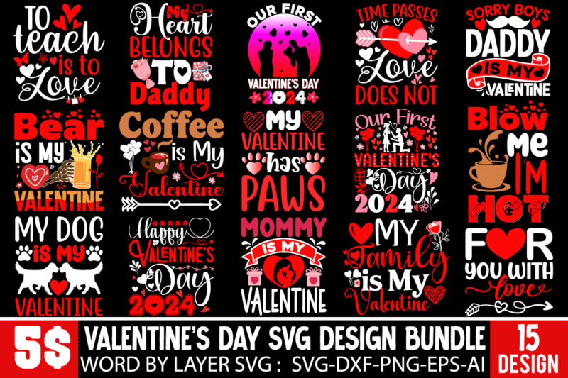 Valentine’s DSay T-shirt Design Bundle