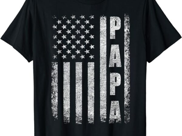 Proud papa funny fathers day 2023 gifts dad america usa flag t-shirt