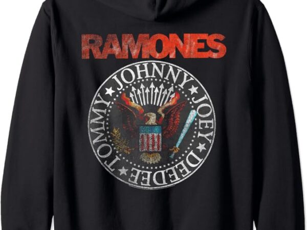 Ramones vintage eagle seal rock music band zip hoodie t shirt design online