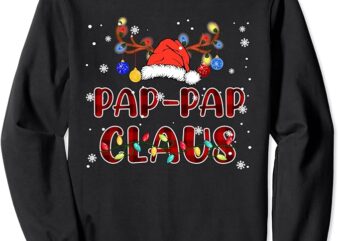 Red Plaid Pap-Pap Claus Santa Hat Reindeer Family Christmas Sweatshirt