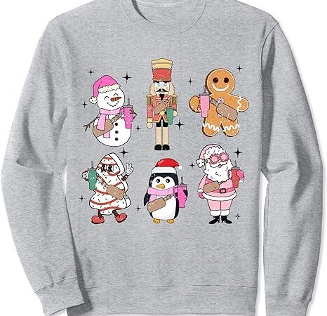 Retro christmas bougie snowman santa claus nutcracker xmas sweatshirt