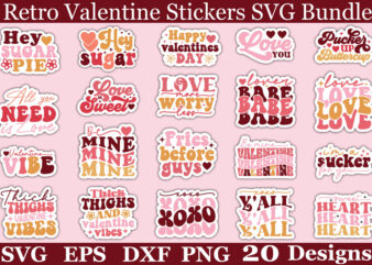Retro Valentine Stickers SVG Bundle