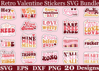 Retro Valentine Stickers SVG Bundle t shirt design online