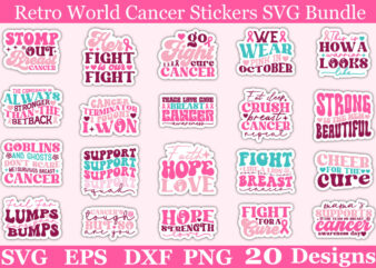 Retro World Cancer Stickers SVG Bundle t shirt design online