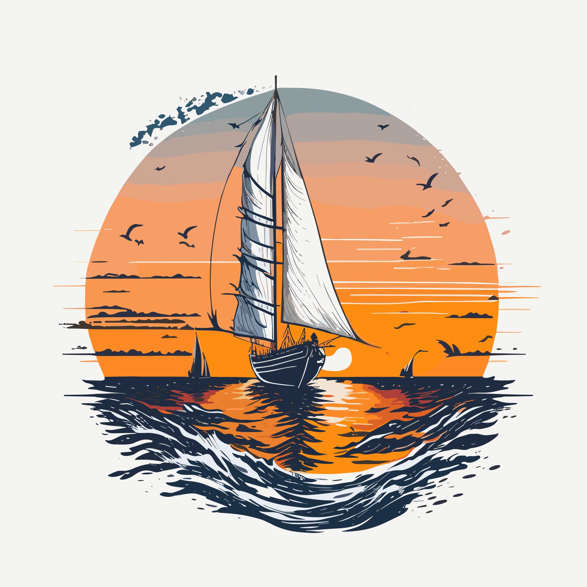 Sailboat gliding on calm waters - Buy t-shirt designs