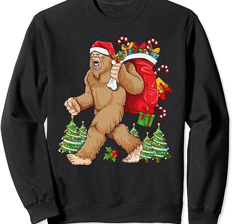 Santa claus bigfoot christmas bag sasquatch lovers xmas day sweatshirt