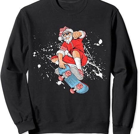 Santa claus gifts woman christmas skateboarding sweatshirt