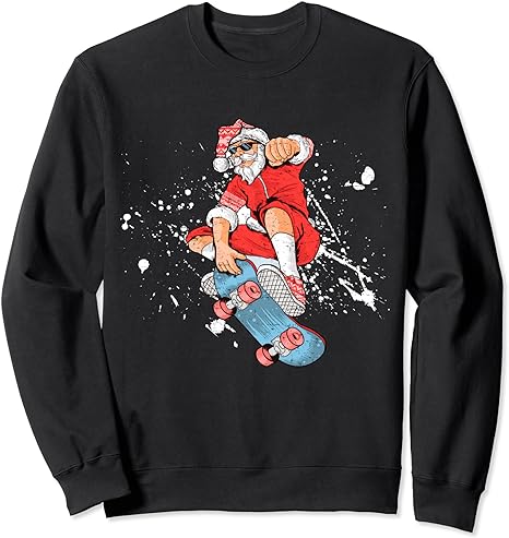 Santa Claus Gifts Woman Christmas Skateboarding Sweatshirt