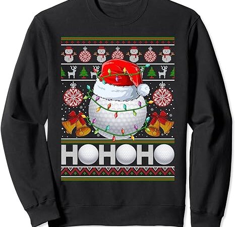 Santa claus golf ball xmas tree light ugly christmas sweater sweatshirt