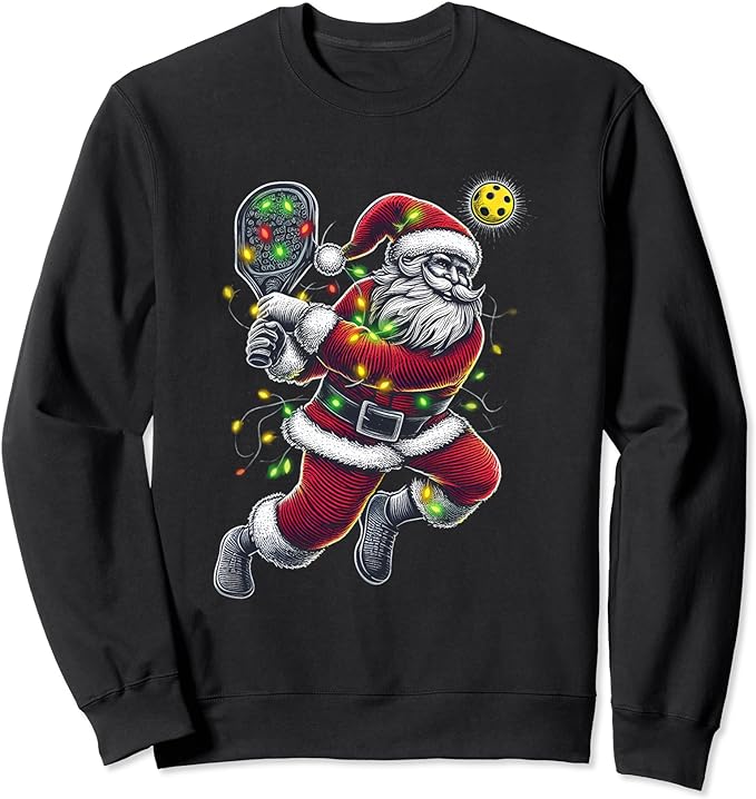 Santa Claus Playing Pickleball Lover Christmas Holiday Sweatshirt