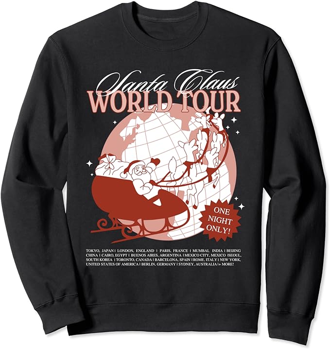 Santa Claus World Tour Christmas Xmas Holiday Pajamas Retro Sweatshirt