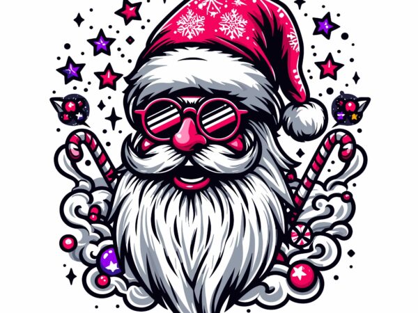 Santa claus on christmas holiday t shirt template vector