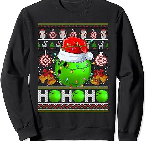 Santas bowling ball xmas tree lights ugly christmas sweater sweatshirt