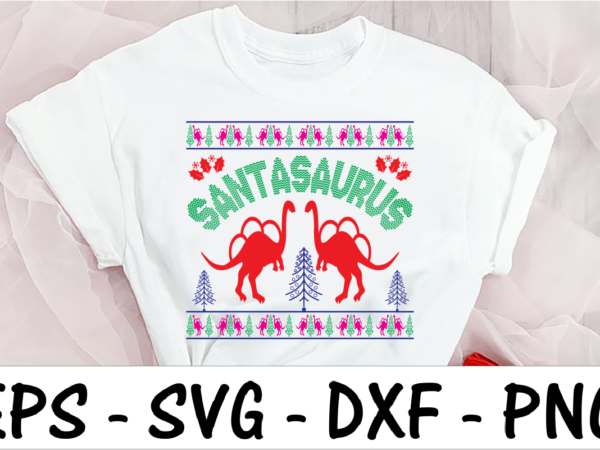 Santasaurus t shirt template vector