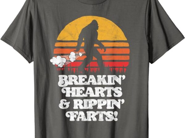 Sasquatch breakin hearts & rippin farts! funny bigfoot sun t-shirt