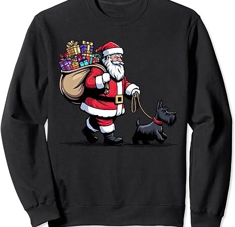 Scottish terrier santa claus funny dog christmas sweatshirt