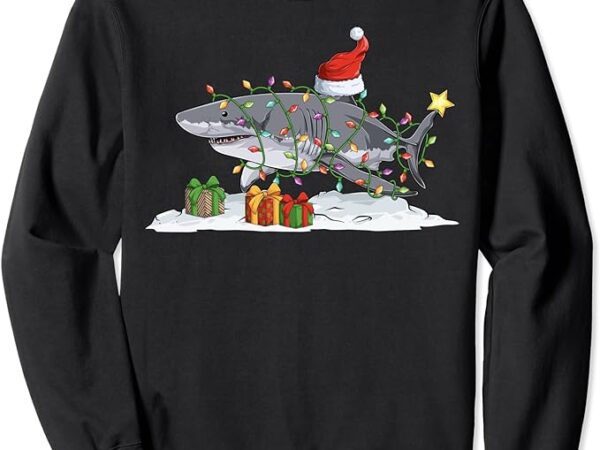 Shark surrounded by christmas tree lights christmas xmas sweatshirt