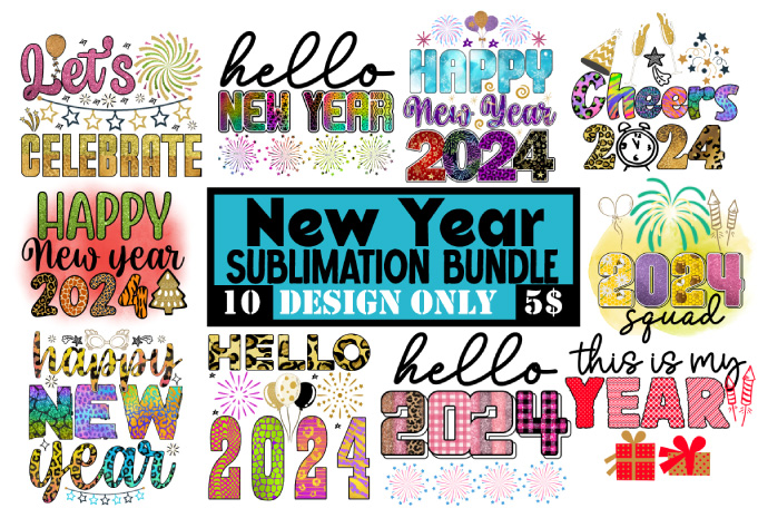 2024 Squad Sublimation PNG Design,Happy New Year T-shirt Design