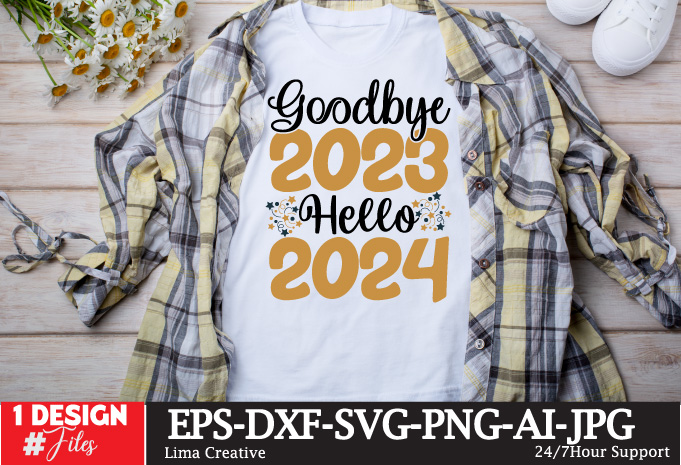 Goodbye 2023 Hello 2024 T-shirt Design