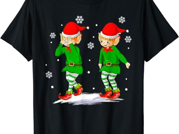 Snowflake elf griddy dance christmas pajama mens boys kids t-shirt