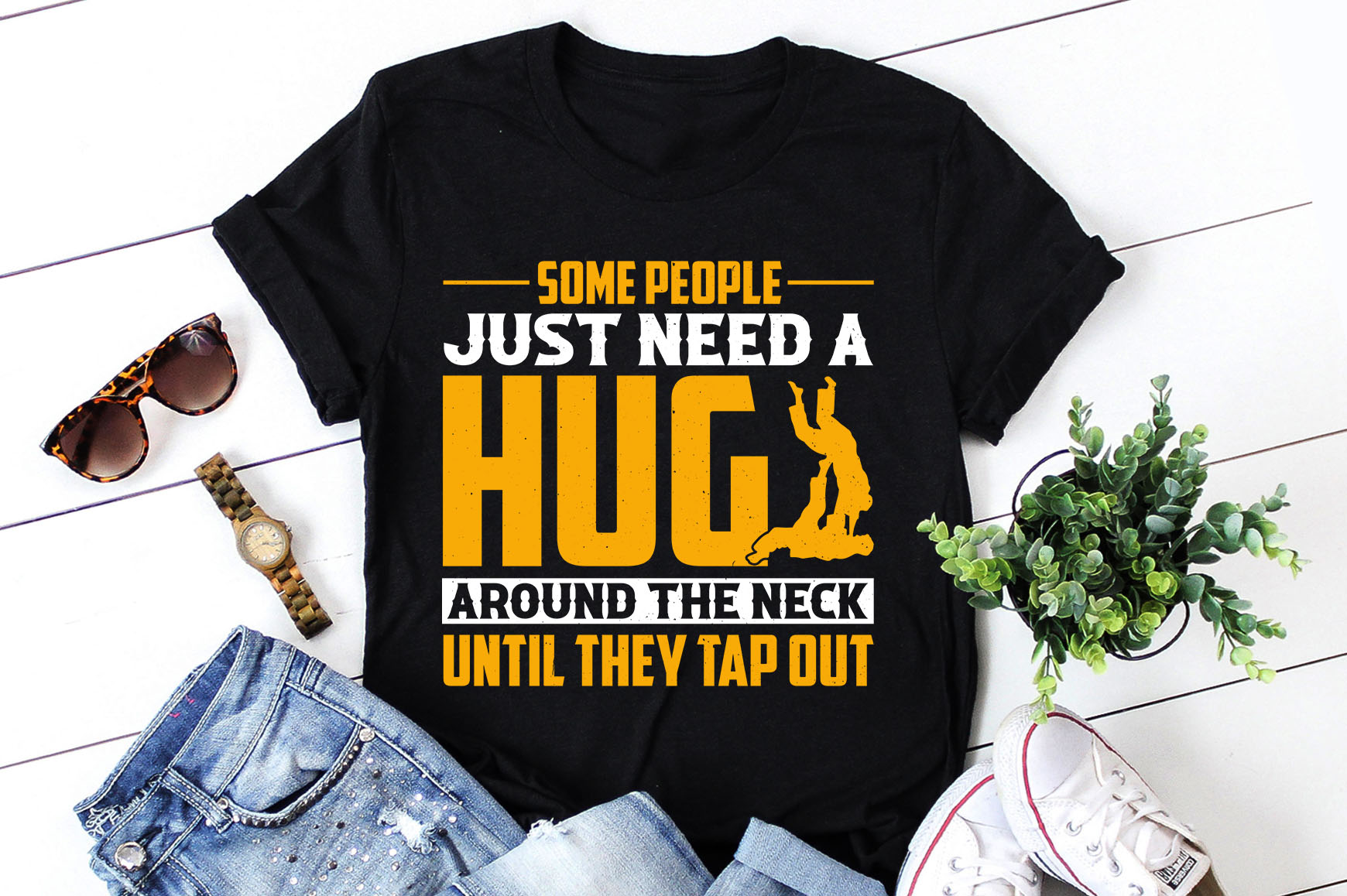 Some People Just Need A Hug Jiu Jitsu T-Shirt Design - Buy t-shirt designs