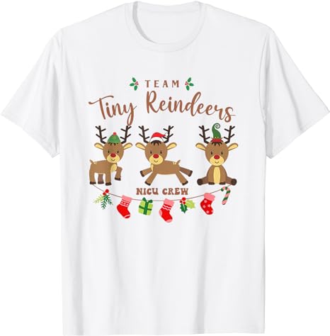 Team Tiny Reindeers NICU Nurse Christmas Pajamas T-Shirt