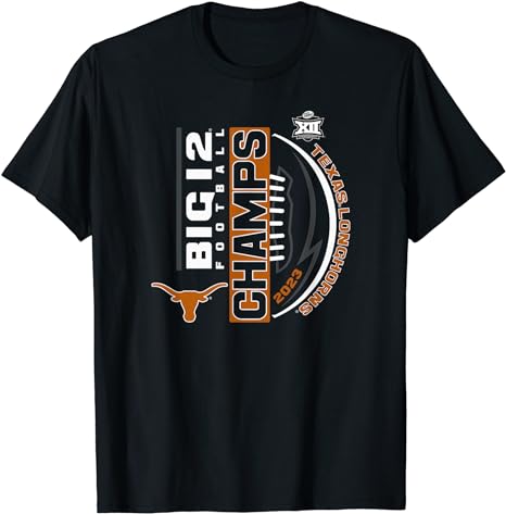 Texas Longhorns Big 12 Champs 2023 Football Black T-Shirt