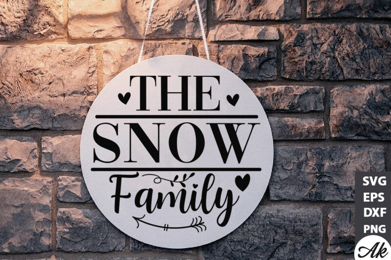 The snow family Round Sign SVG