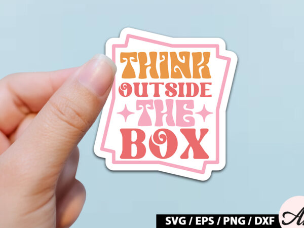 Think outside the box retro stickers t shirt designs for sale