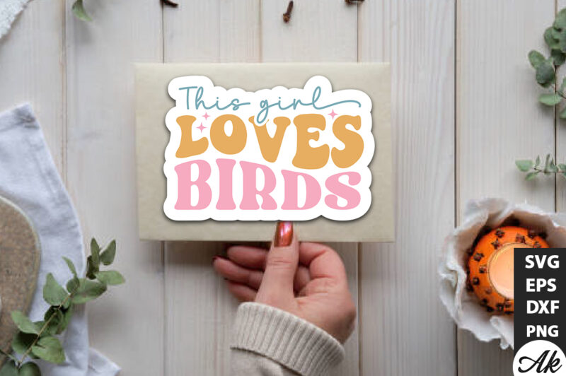 This girl loves birds Retro Stickers