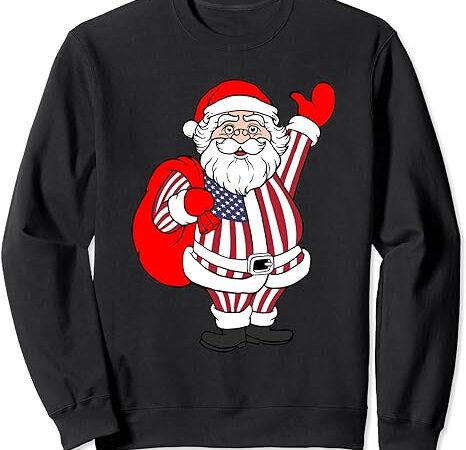 Us american flag christmas patriotic santa claus sweatshirt