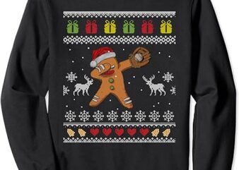 Ugly Christmas Dabbing Gingerbread Baseball Xmas Lover Sweatshirt