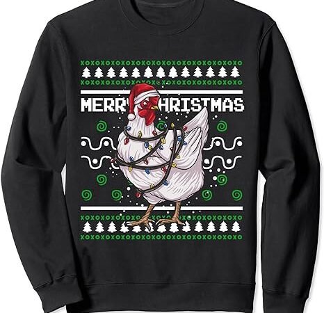 Ugly christmas xmas holiday santa claus party chicken sweatshirt