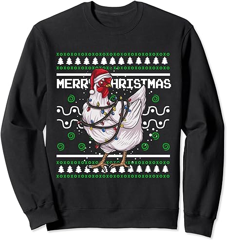 Ugly Christmas Xmas Holiday Santa Claus Party chicken Sweatshirt