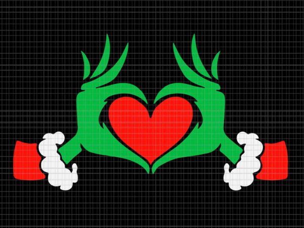 Elf with cute heart hands style christmas svg, heart hands christmas svg, grinch christmas svg vector clipart