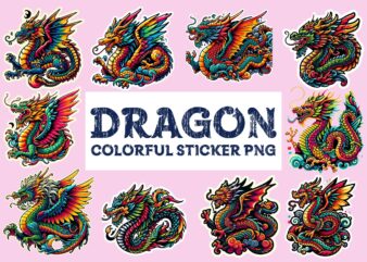 Dragon colorful sticker PNG Sublimation