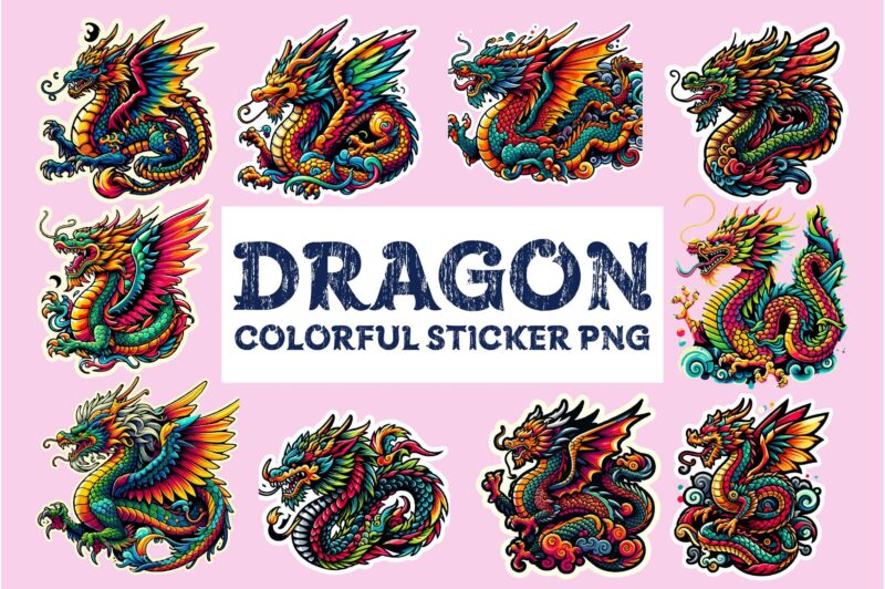 Dragon colorful sticker PNG Sublimation