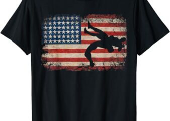 Usa Flag Wrestling American Flag Wrestling Wrestle Gift T-Shirt