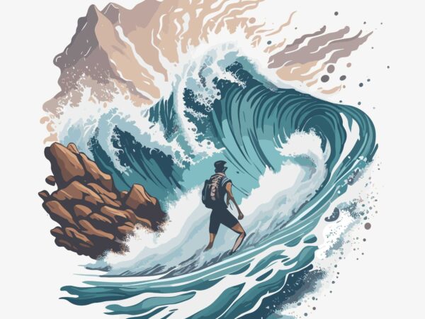 Surf on beach wave t shirt template vector